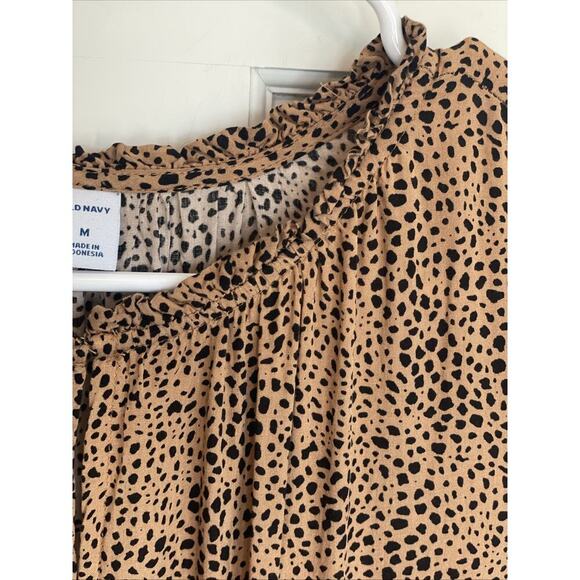 Old Navy Women's Boho Tiered Maxi Dress Sz M Long Sleeve Animal Print Flowy - Picture 4 of 16